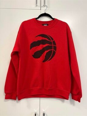 47 Brand Red Crewneck Sweatshirt with Black Claw Basketball Logo